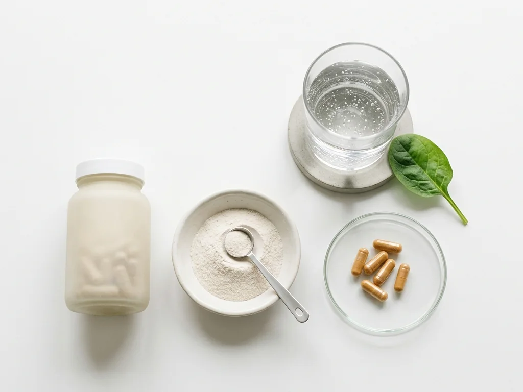 Capsules de magnésium et aliments riches, lumière clinique